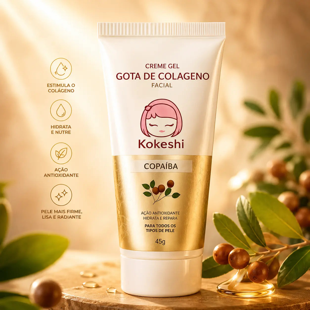 EM OFERTA Creme Facial Gota de Colágeno Kokeshi 45g