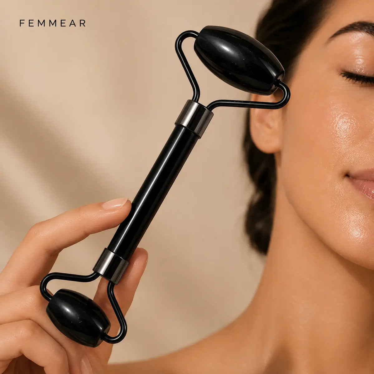 Rolo Facial Quartzo Rosa + Gua Sha
