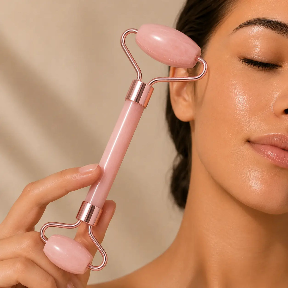 Rose Glow| Roller Facial de Quartzo Rosa