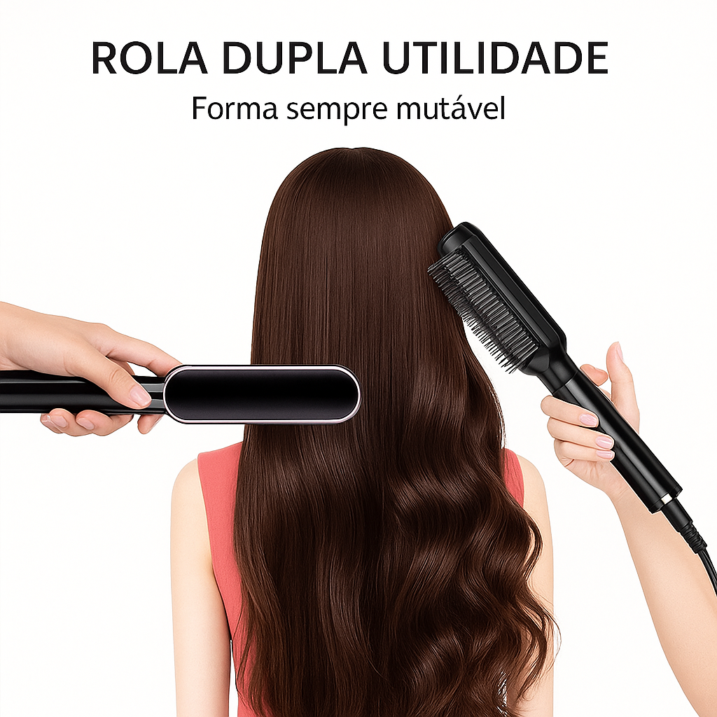 Escova Alisadora Beauty Hair 3 em 1 – Bivolt e Inteligente