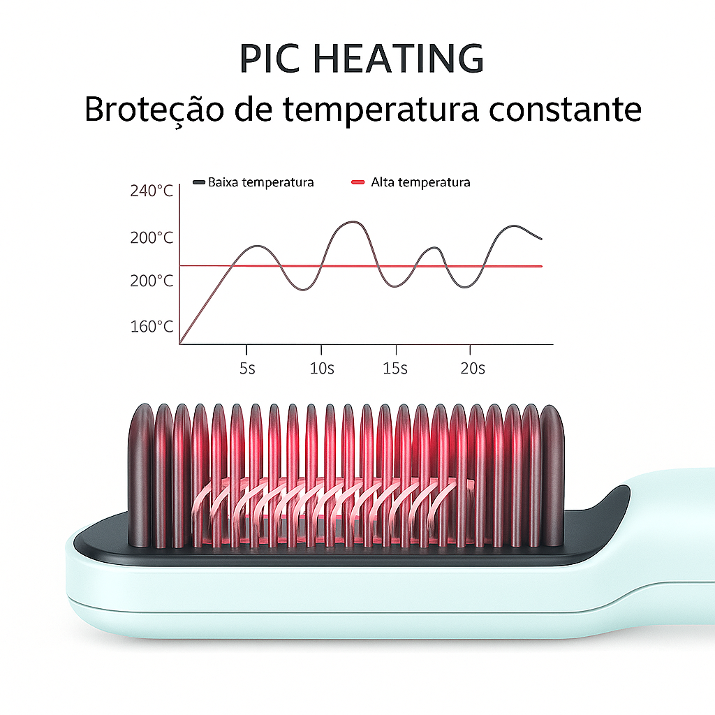 Escova Alisadora Beauty Hair 3 em 1 – Bivolt e Inteligente