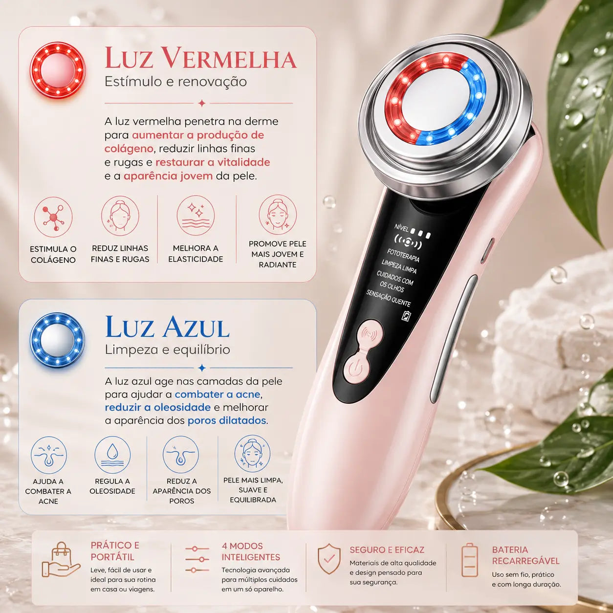 EM OFERTA DISPONIVEL - Massageador Eletrico FACIAL 4 em 1