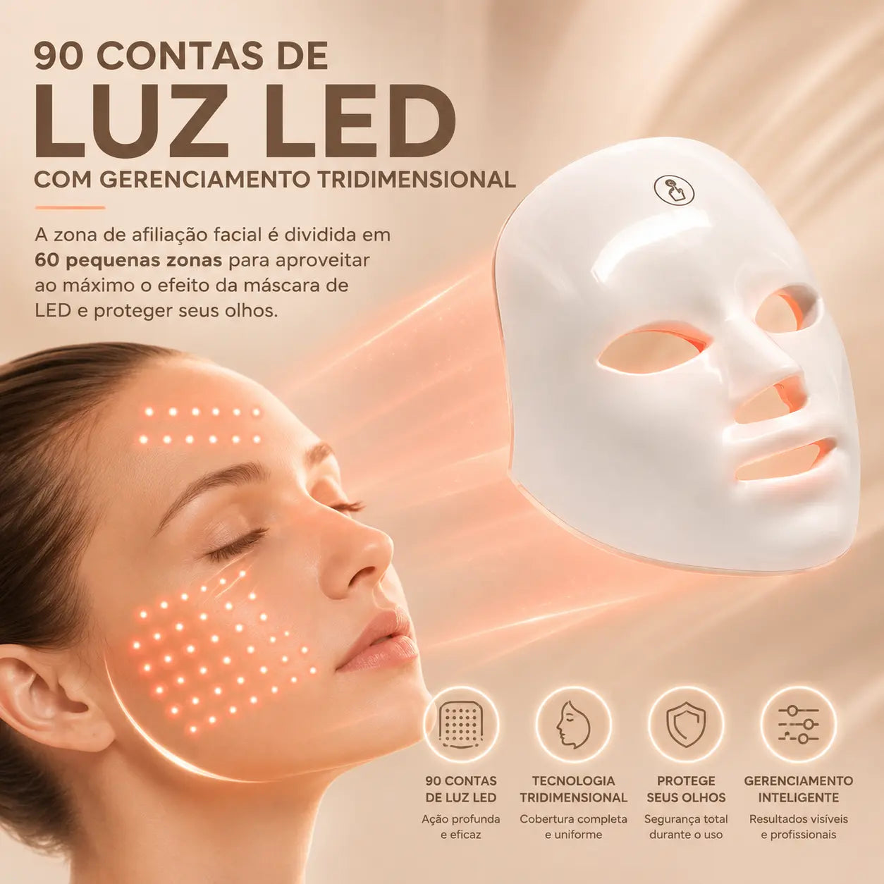 Máscara Facial LED 7 Cores Profissional