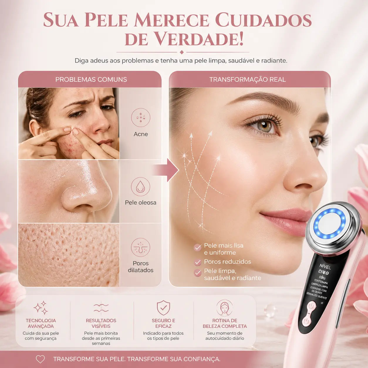 EM OFERTA DISPONIVEL - Massageador Eletrico FACIAL 4 em 1
