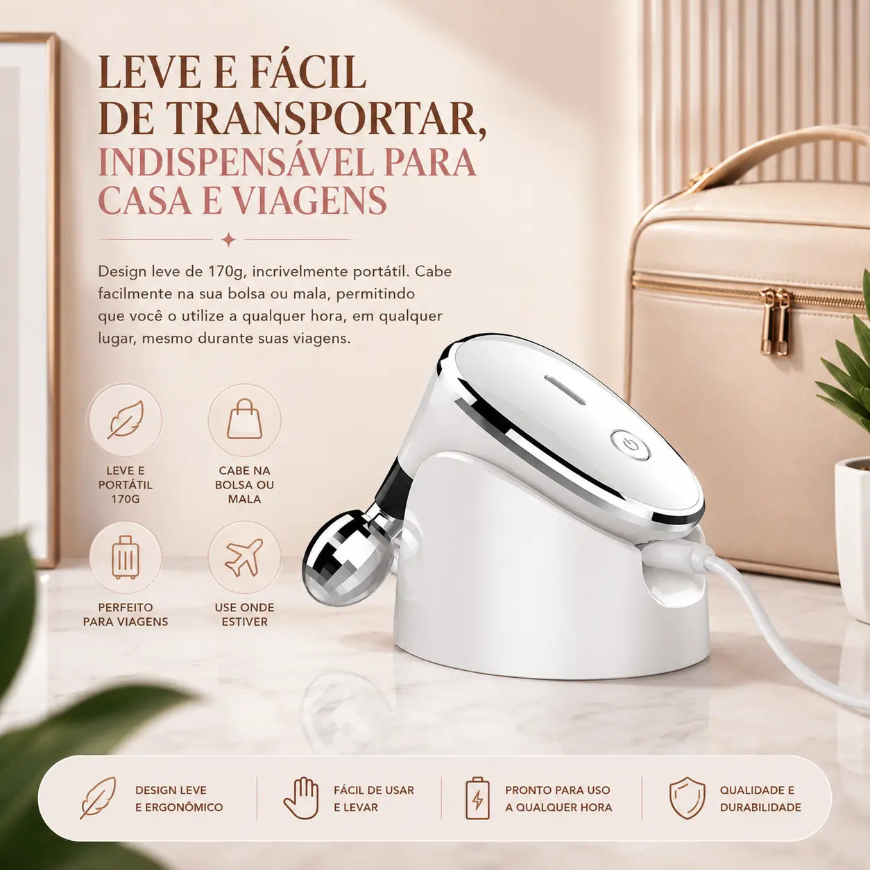 Massageador Facial com Microcorrente e Rolos 3D – Lifting Facial e Efeito V-Line