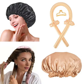 Kit Noites Onduladas – Curvador de Cabelos & Touca de Cetim Femme