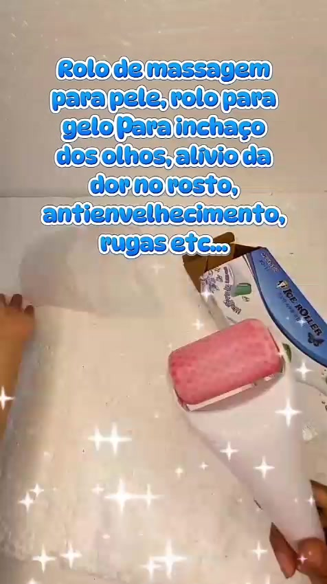 Massageador Gelado Rolo Drenagem Rosto Inchaço Rugas Limpeza