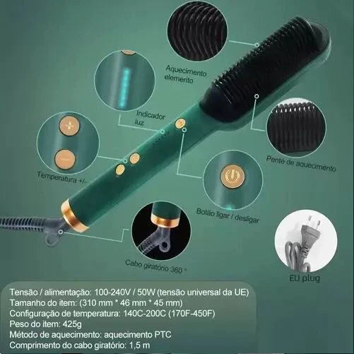 Escova Alisadora Beauty Hair 3 em 1 – Bivolt e Inteligente