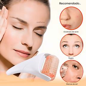 Massageador Gelado Rolo Drenagem Rosto Inchaço Rugas Limpeza