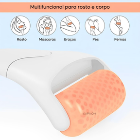 Massageador Gelado Rolo Drenagem Rosto Inchaço Rugas Limpeza