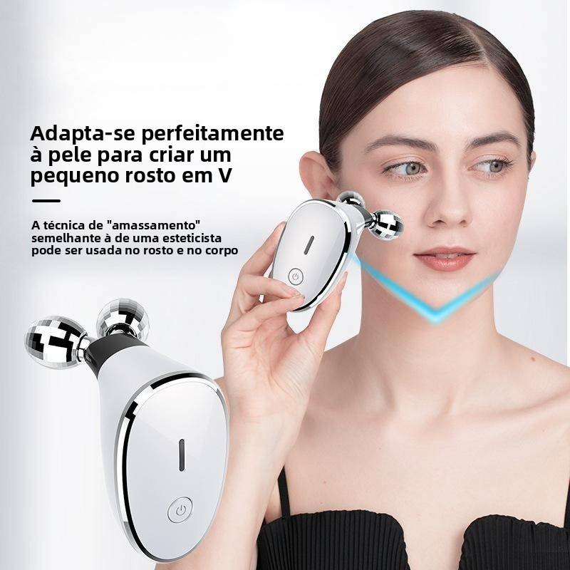 Massageador Facial com Microcorrente e Rolos Lifting, Rosto em V, Pele Firme e Rejuvenescedora