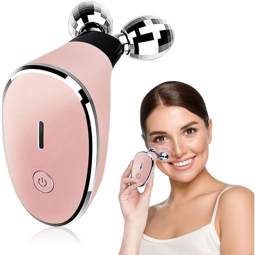 Massageador Facial com Microcorrente e Rolos 3D – Lifting Facial e Efeito V-Line