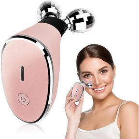 Massageador Facial com Microcorrente e Rolos 3D – Lifting Facial e Efeito V-Line