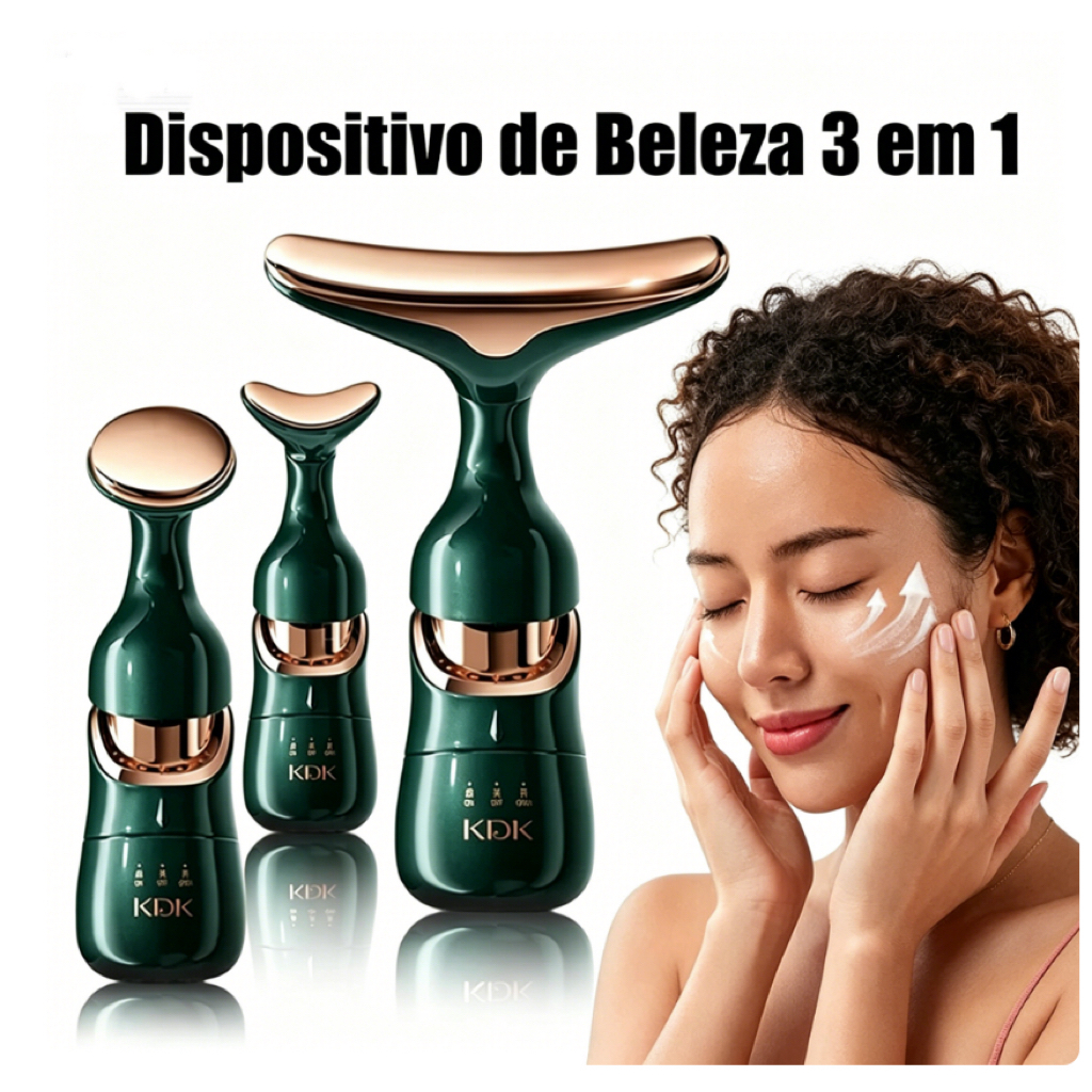 3EM1 Massageador Facial e Pescoço, Levantamento, Antirrugas e Antienvelhecimento Profissional
