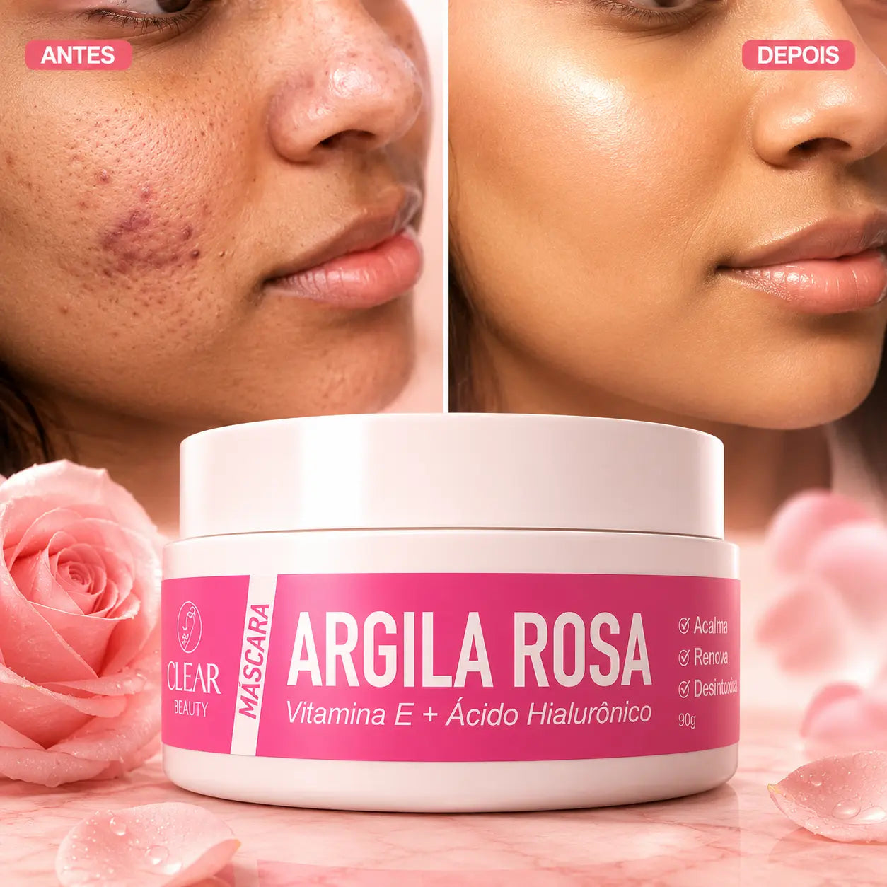 Máscara Facial 3 em 1 Com Ácido Hialurônico - 90g