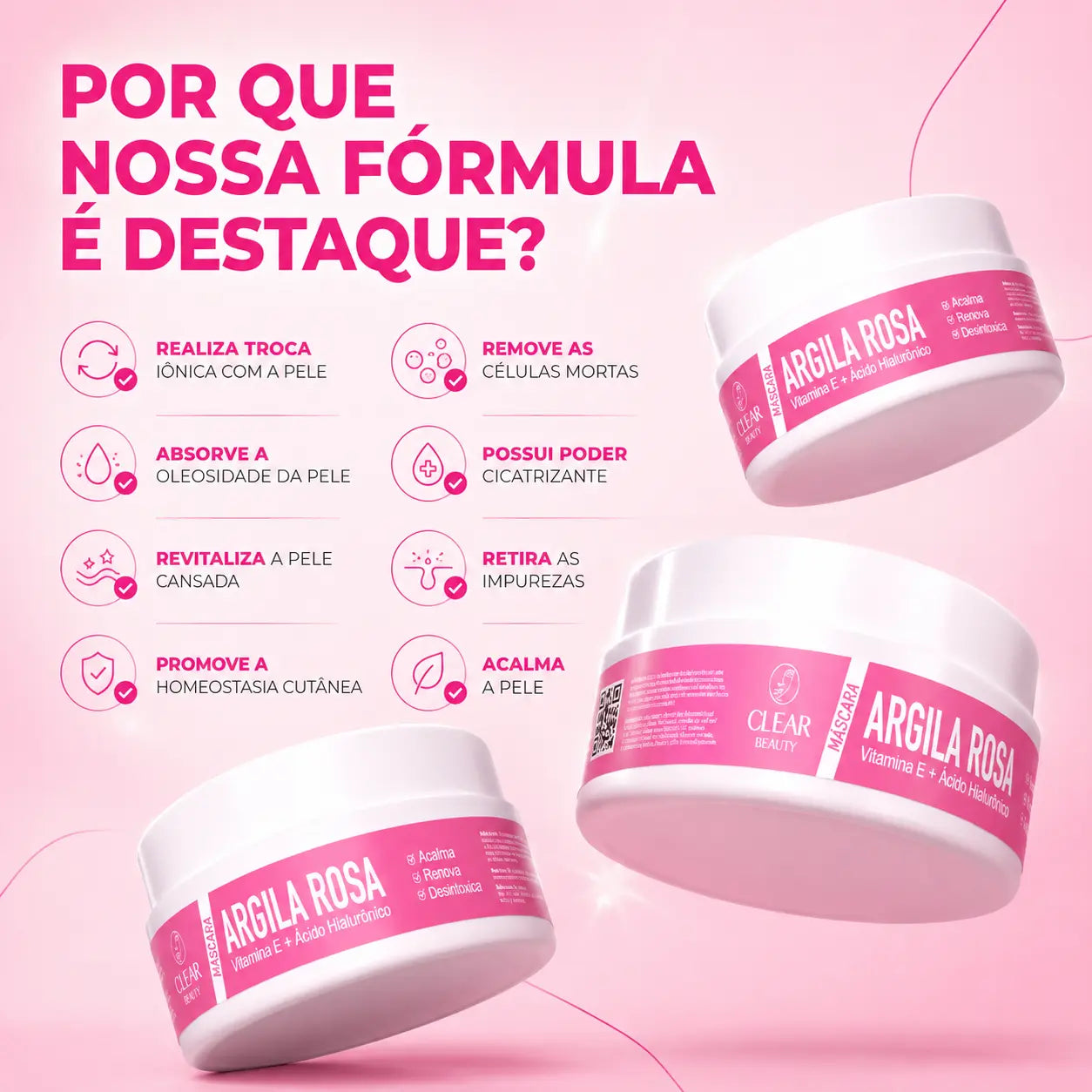 Máscara Facial 3 em 1 Com Ácido Hialurônico - 90g