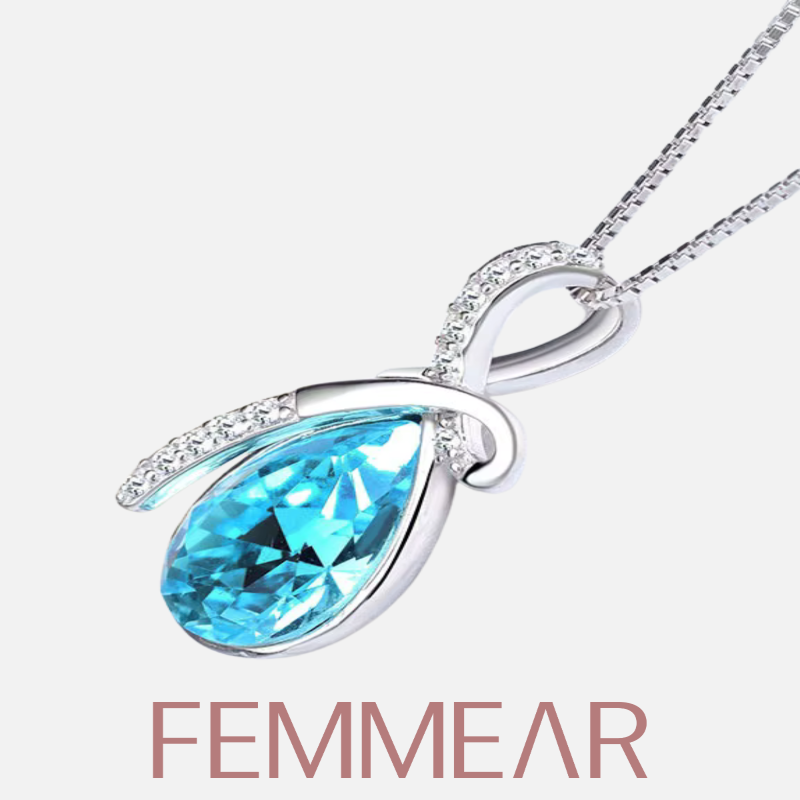 Colar com Quartzo Azul e Brilho de Zircônias - Gota Femme