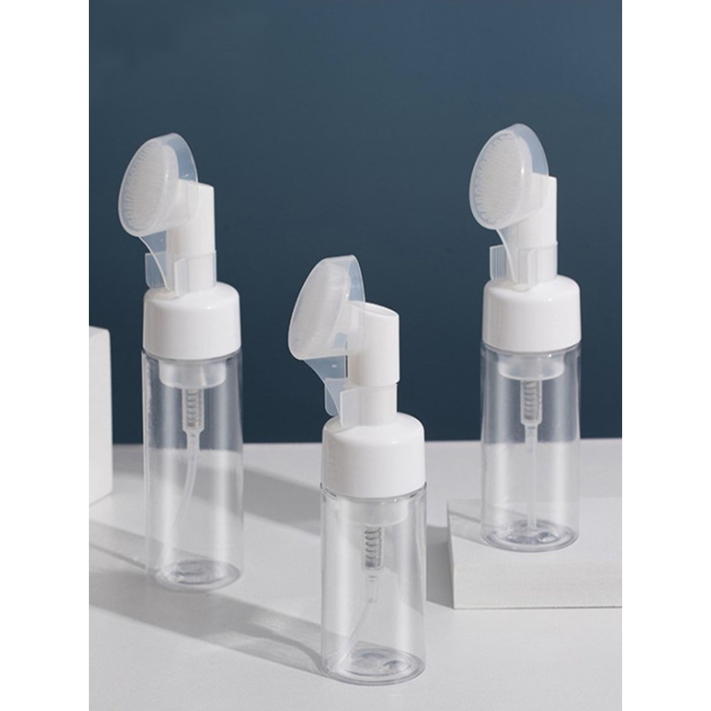 Frasco Pump Espumador Para Limpeza Facial Skin Care Com Escova De Silicone Portátil Para Viagem