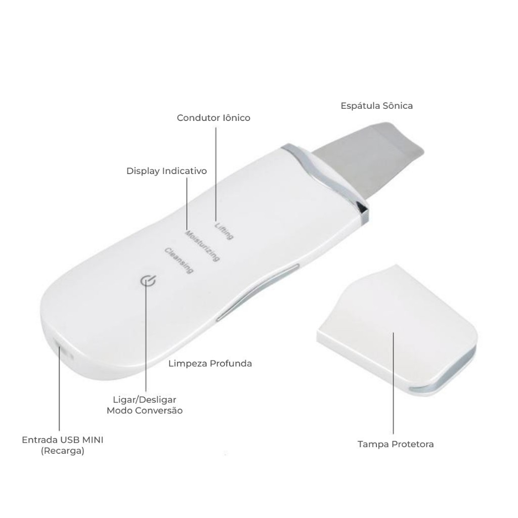 Aparelho Peeling Ultrassônico | Limpeza Facial Profunda + Remoção de Cravos