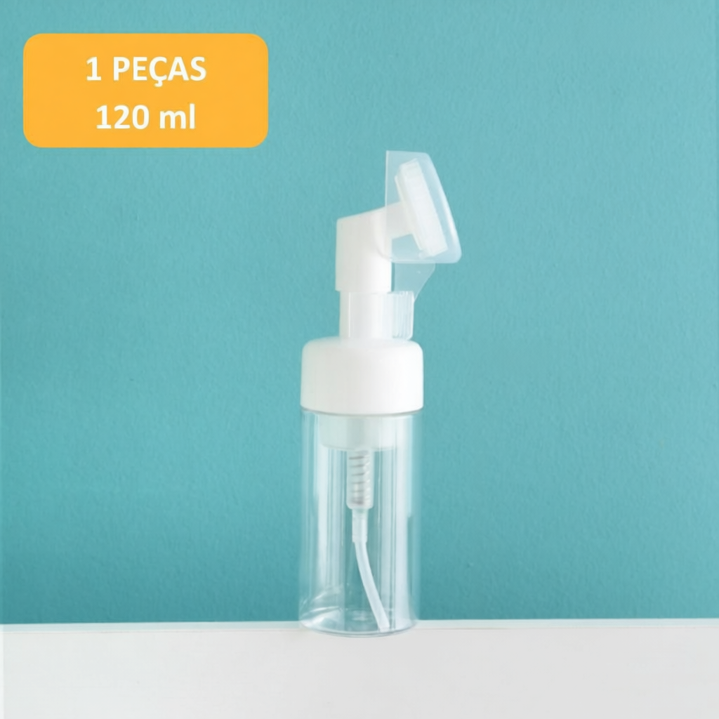 Frasco Pump Espumador Para Limpeza Facial Skin Care Com Escova De Silicone Portátil Para Viagem