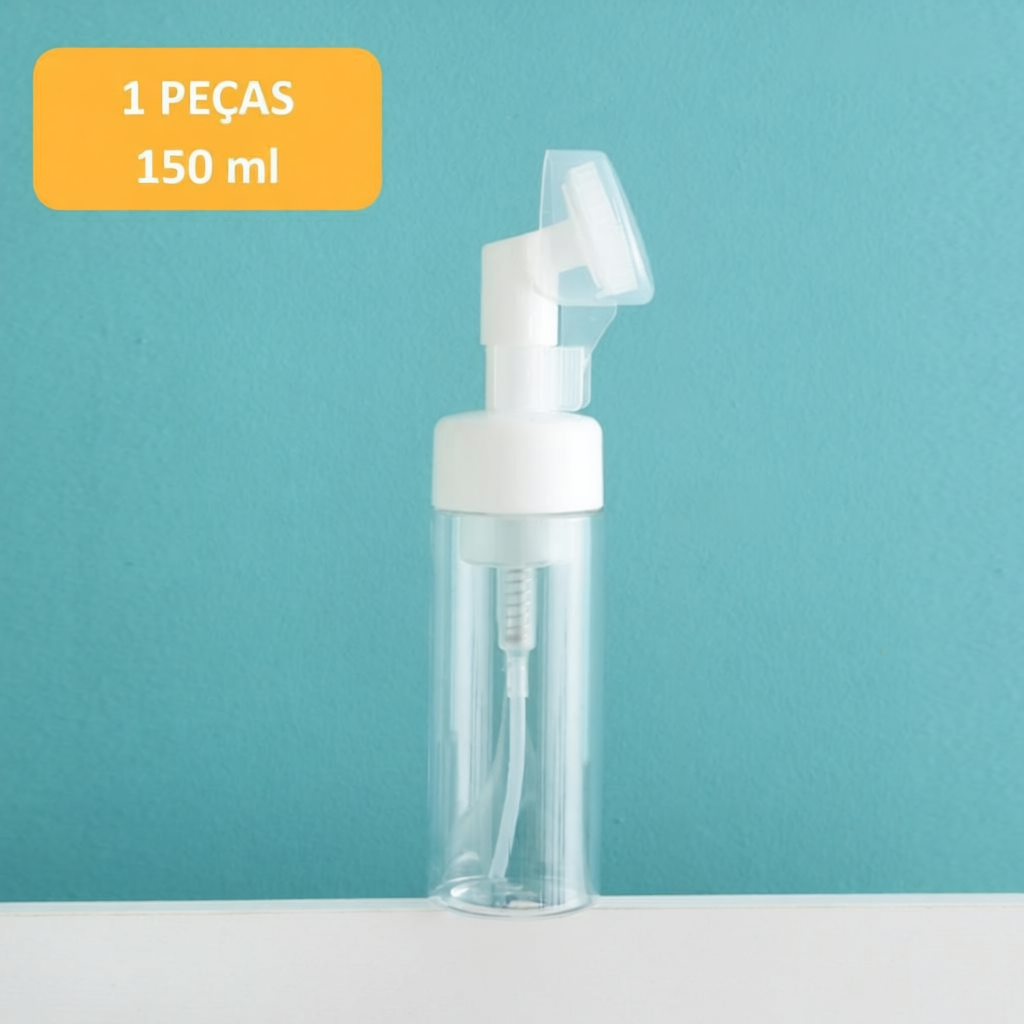 Frasco Pump Espumador Para Limpeza Facial Skin Care Com Escova De Silicone Portátil Para Viagem